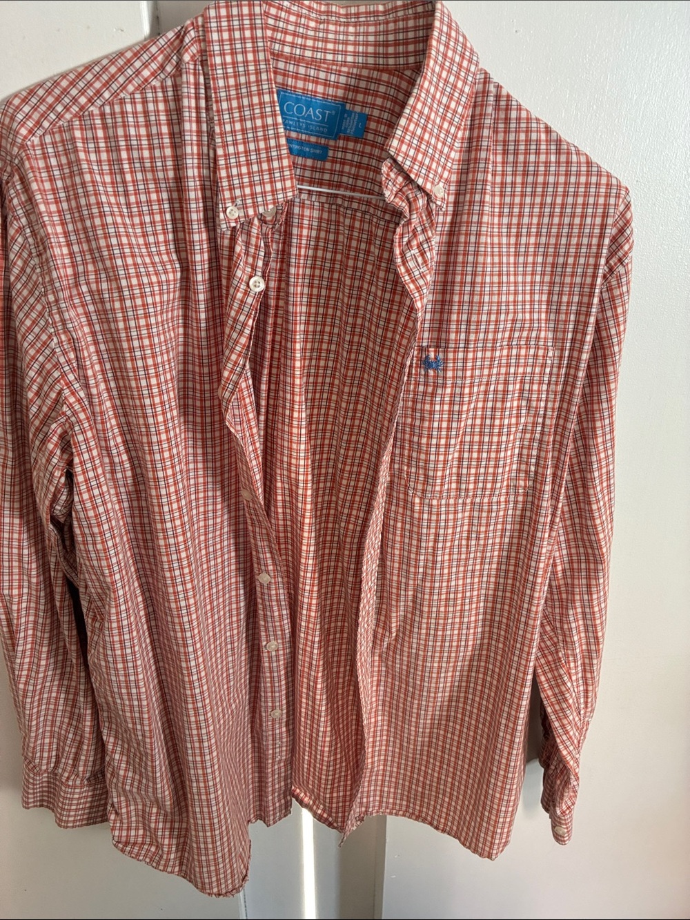 Coast Men’s Red Plaid Button-Up Casual Shirt
